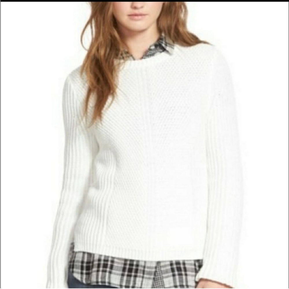 Madewell Women's Ivory‎ Holcomb Textured Ribbed Sweater Size S Cotton Blend